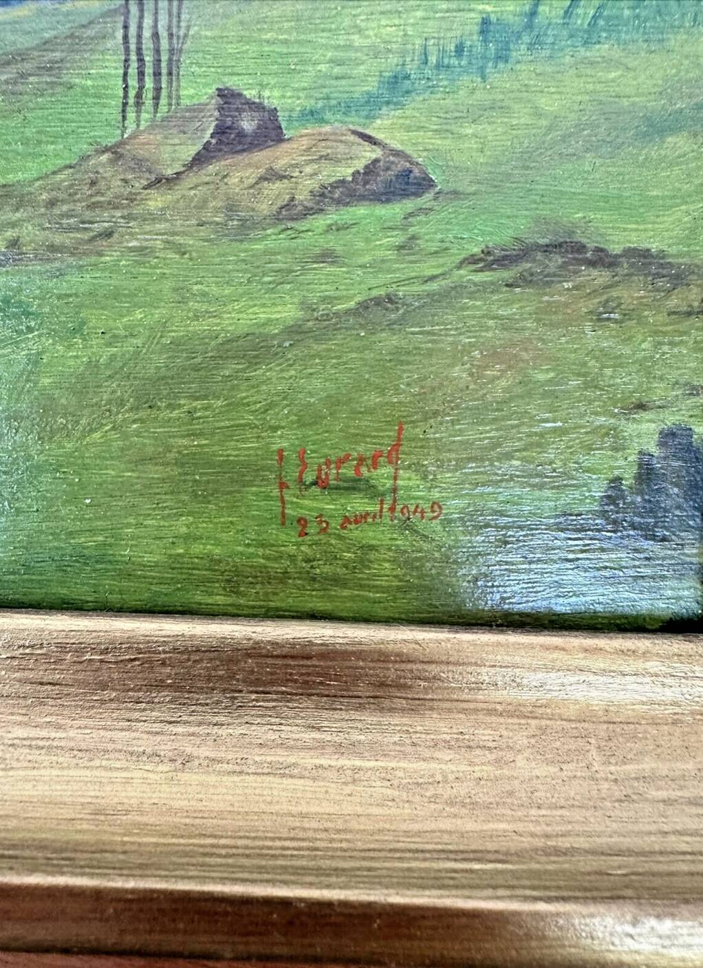 Oil on canvas mountain landscape "Hurard 1949"