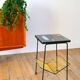 End table / selette in ceramic, black iron and yellow scoubidou, Psyché, 1960