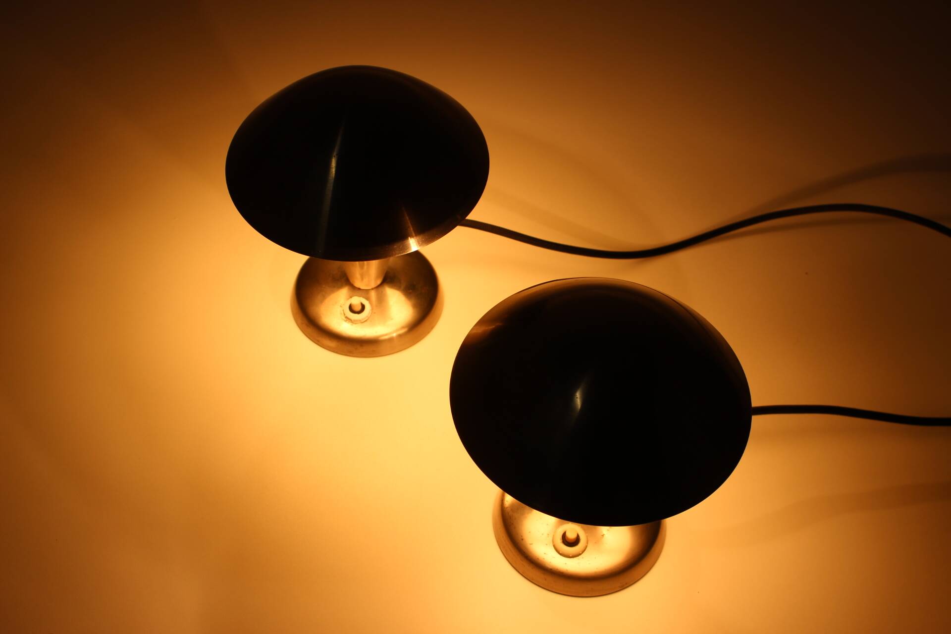 1930s Pair of  Chrome Plated Bauhaus Lamps, Czechoslovakia