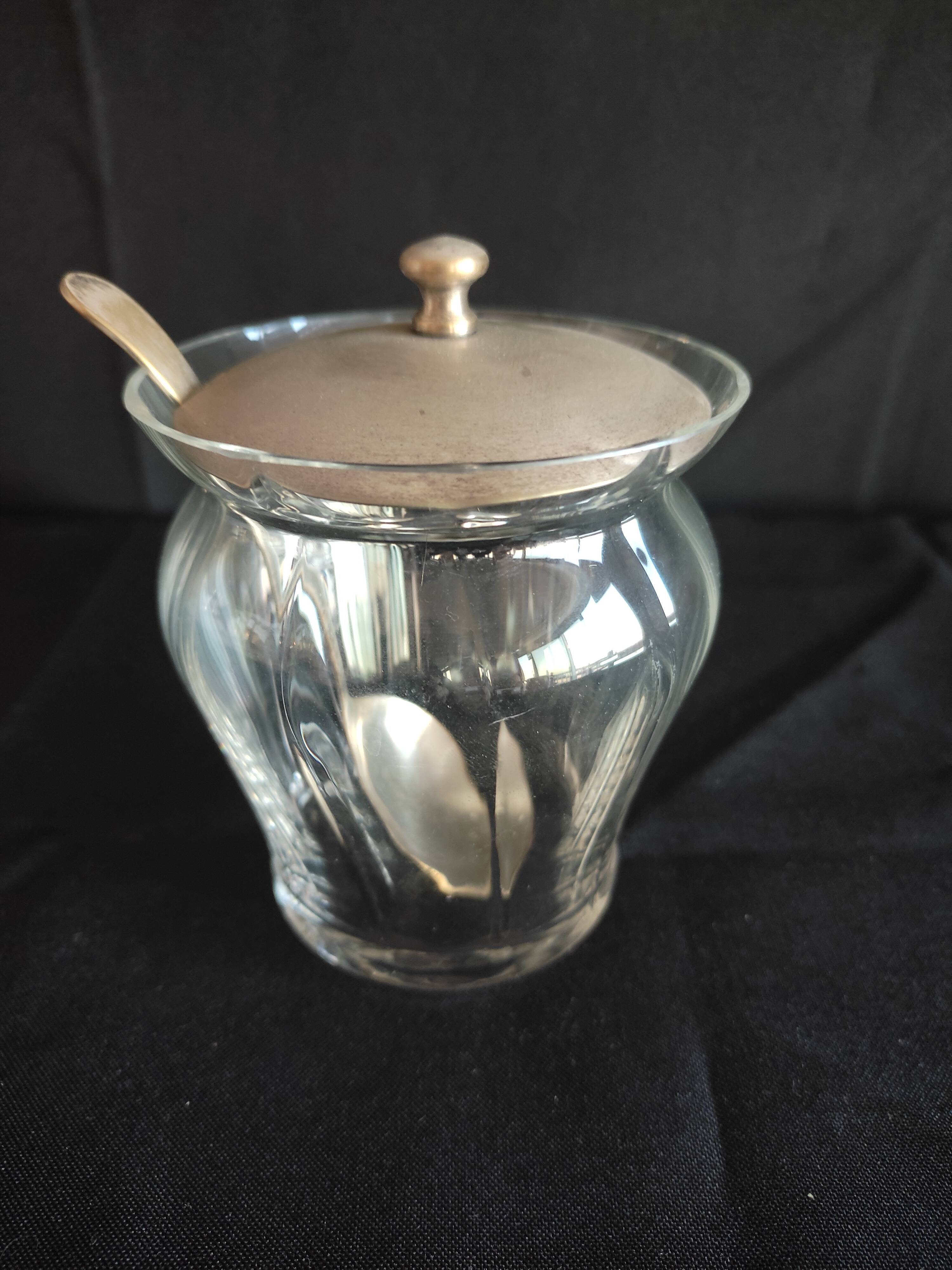 Silver plated glass sugar bowl