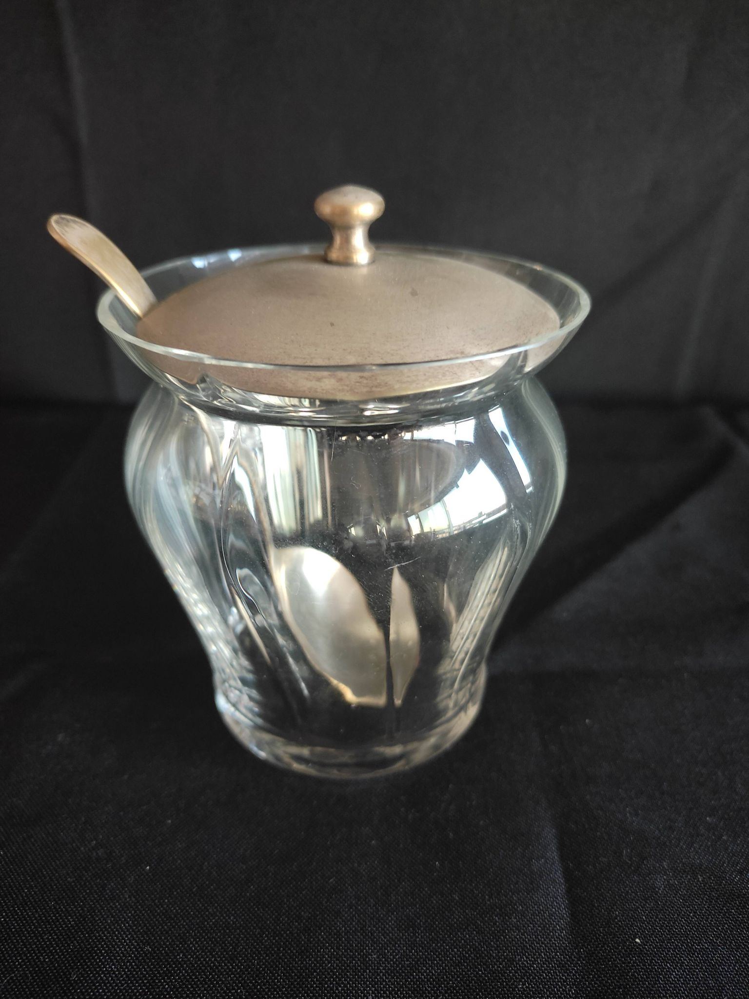 Silver plated glass sugar bowl