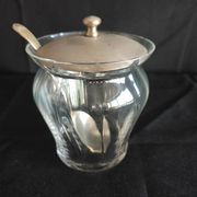 Silver plated glass sugar bowl