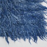 4x9 handmade wool blue vintage rug, 122x266cm