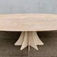 Travertine dining table by Claude Berraldacci with 8-sided stand