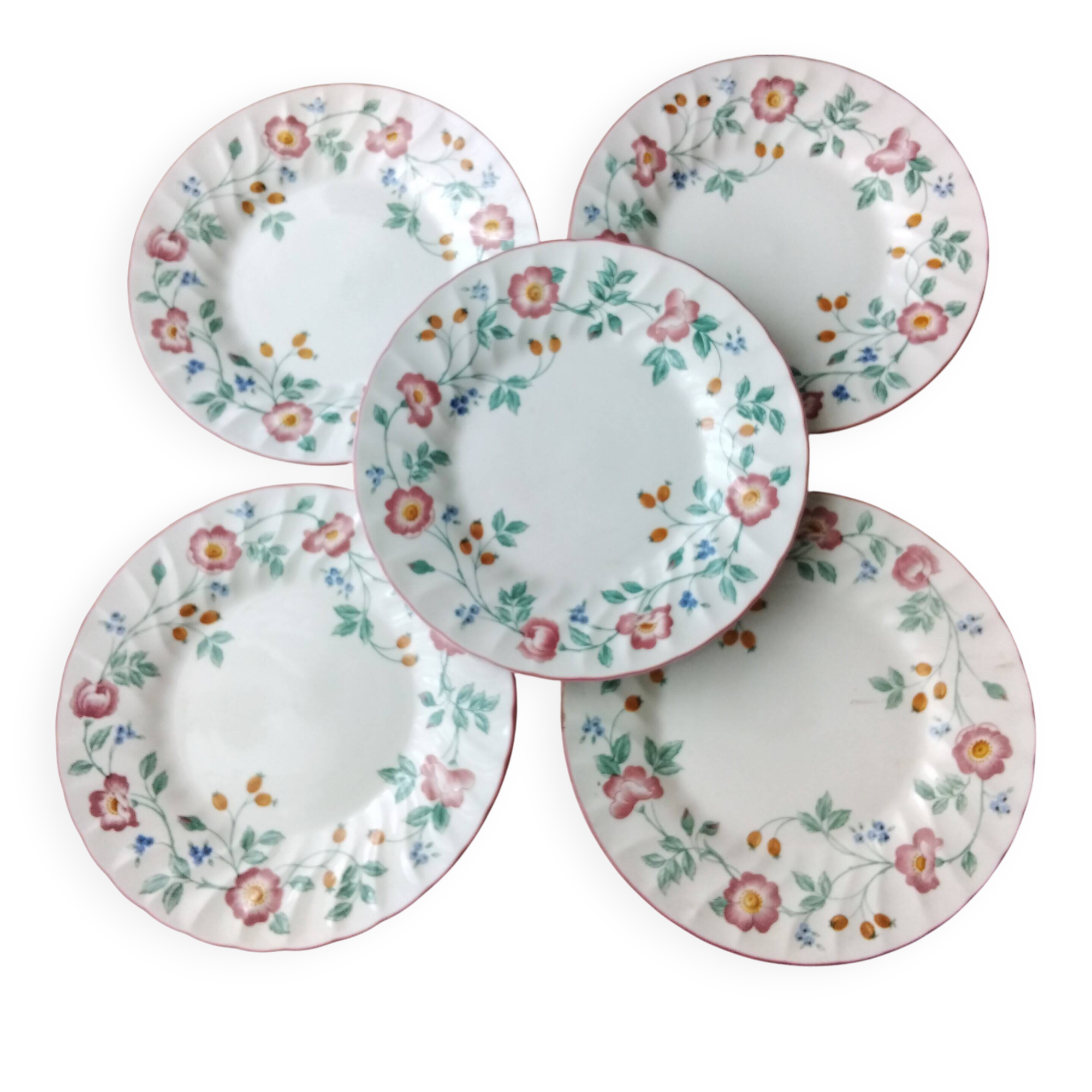 5 Churchill Staffordshire Briar Pink Dessert Plates