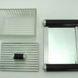 Glass cookie box and mirror tray - Art Deco style - vintage 30s