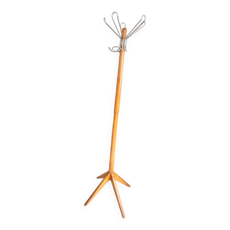 Baumann vintage wood and metal coat rack