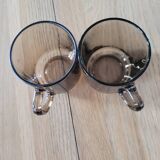 2 smoked glass mugs