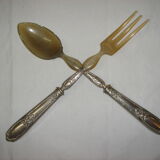 Salad cutlery, solid silver