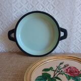 Plat a oeufs vert acier émaillé vintage