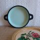 Egg dish green steel enamelled vintage