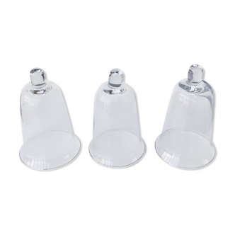 3 small glass tulip bells