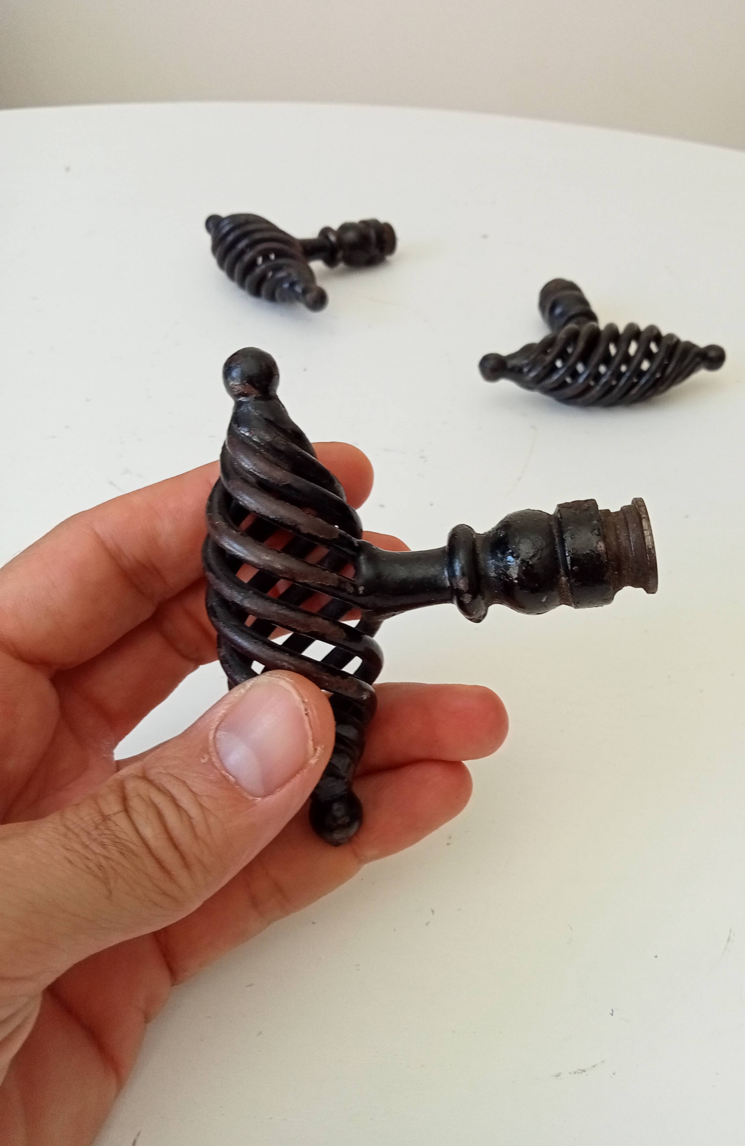 Antique twisted wrought iron door handle