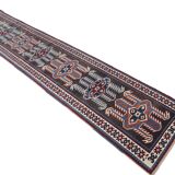 Pink & Blue Long Turkish Vintage Runner Rug, 80x398Cm