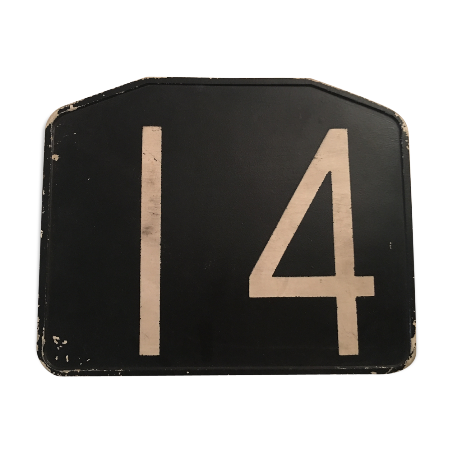 Old Bakelite No. 14 bus line plate