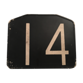 Old Bakelite No. 14 bus line plate
