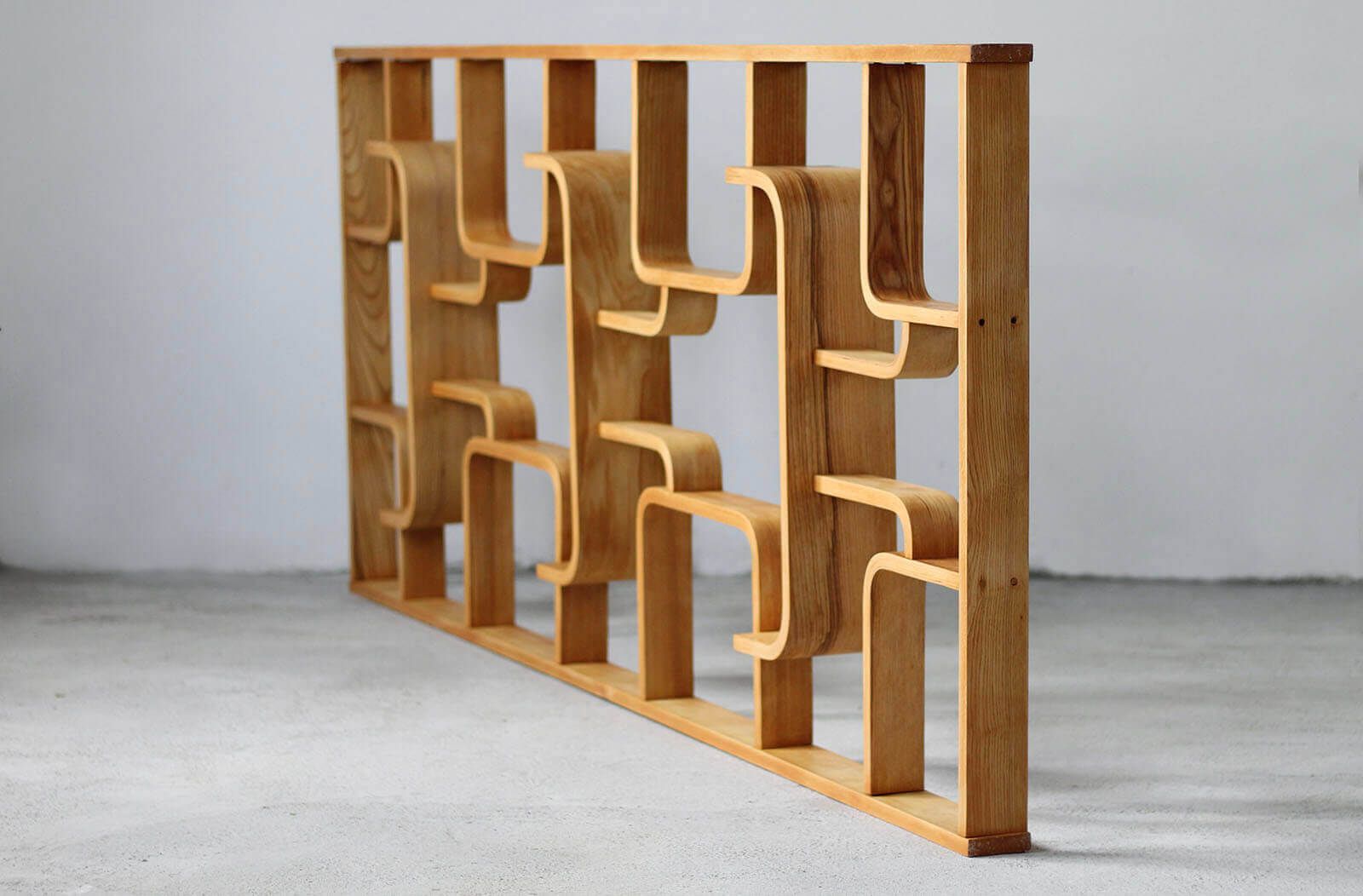 Wall Unit by Ludvik Volak for Drevopodnik Holesov, 1960s, Bent Plywood ...