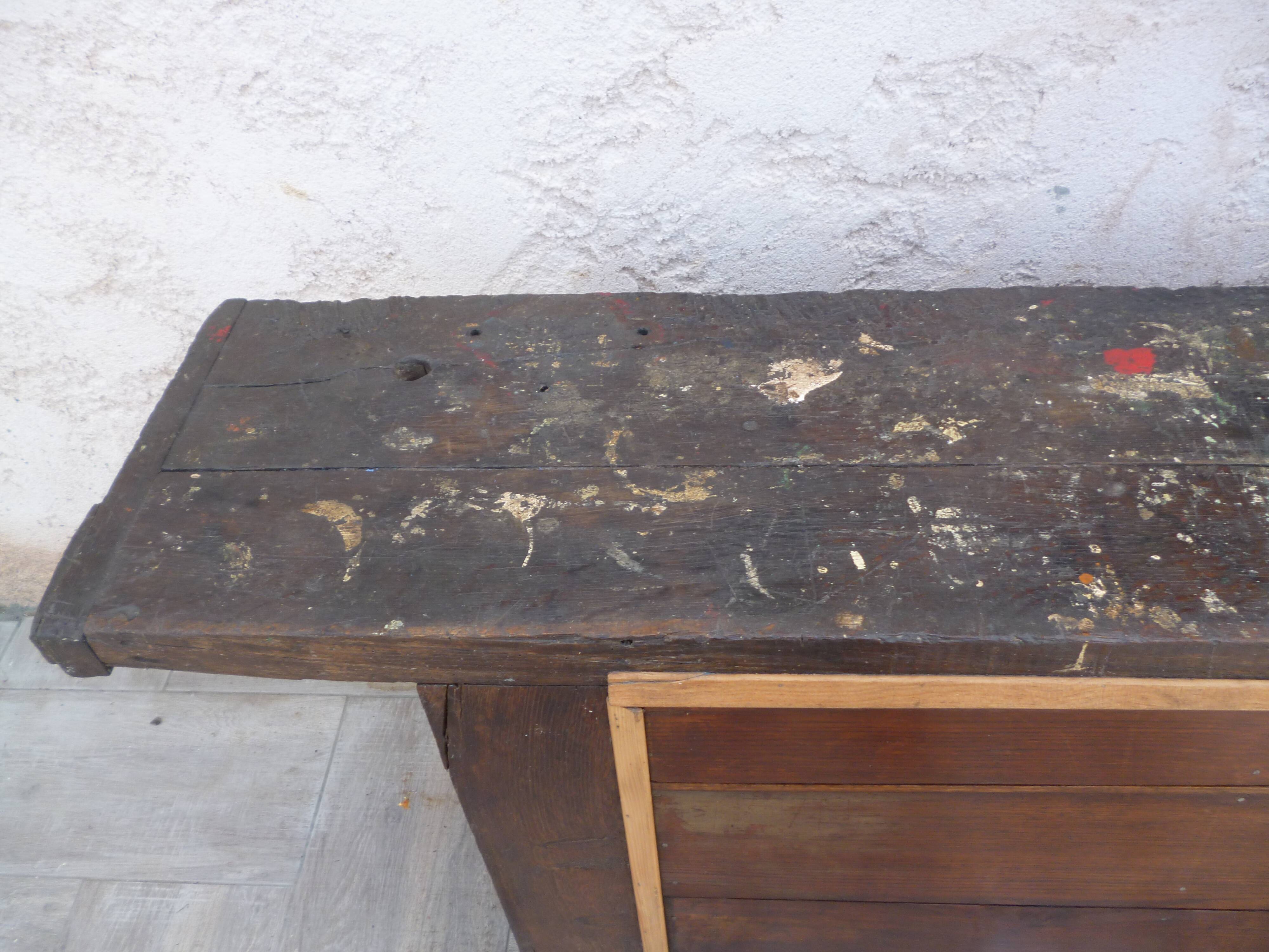 Old oak workbench