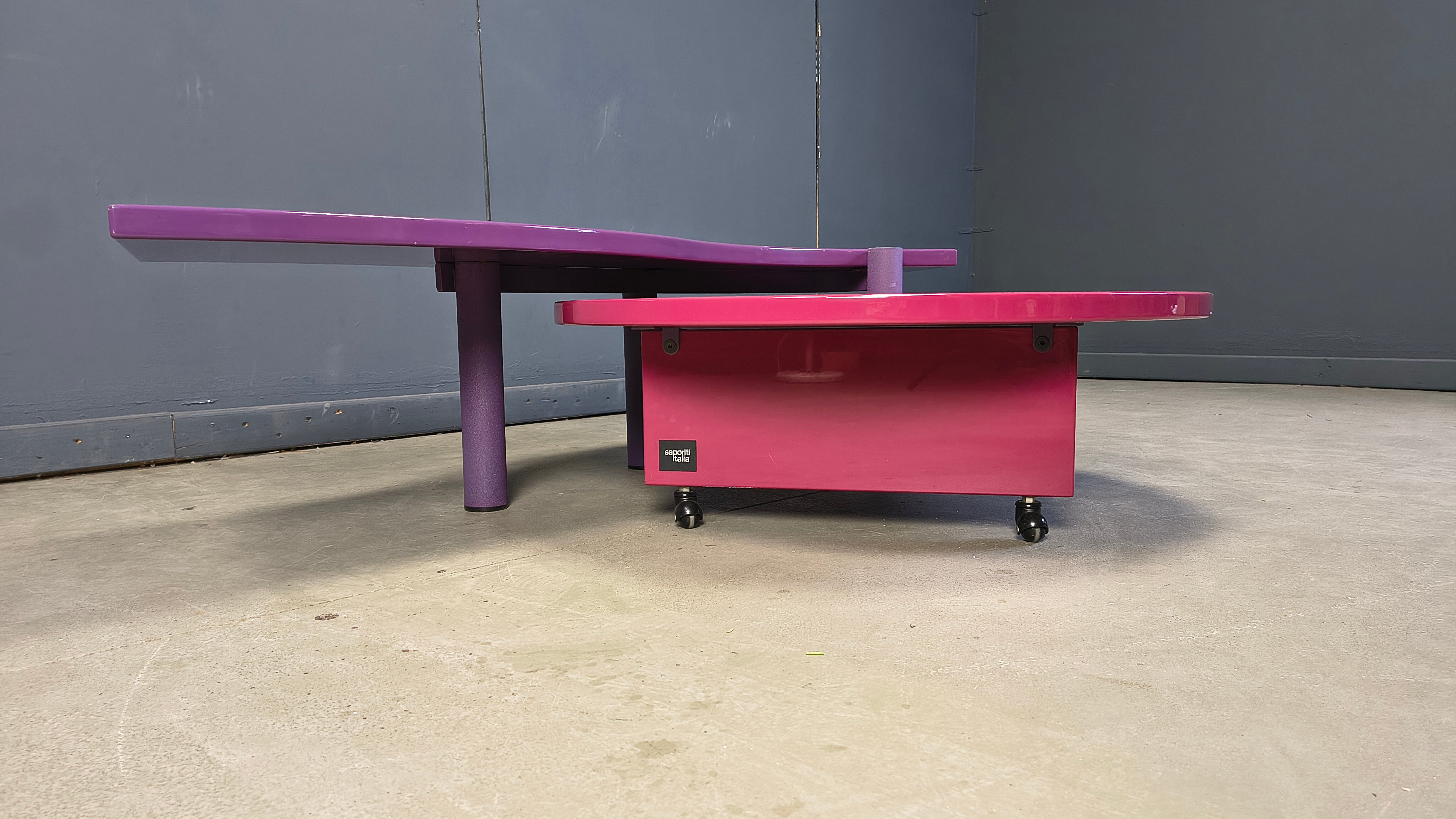 Table basse en bois de burl rotatif de Maurizio Salvato pour Saporiti Italia, années 1980.