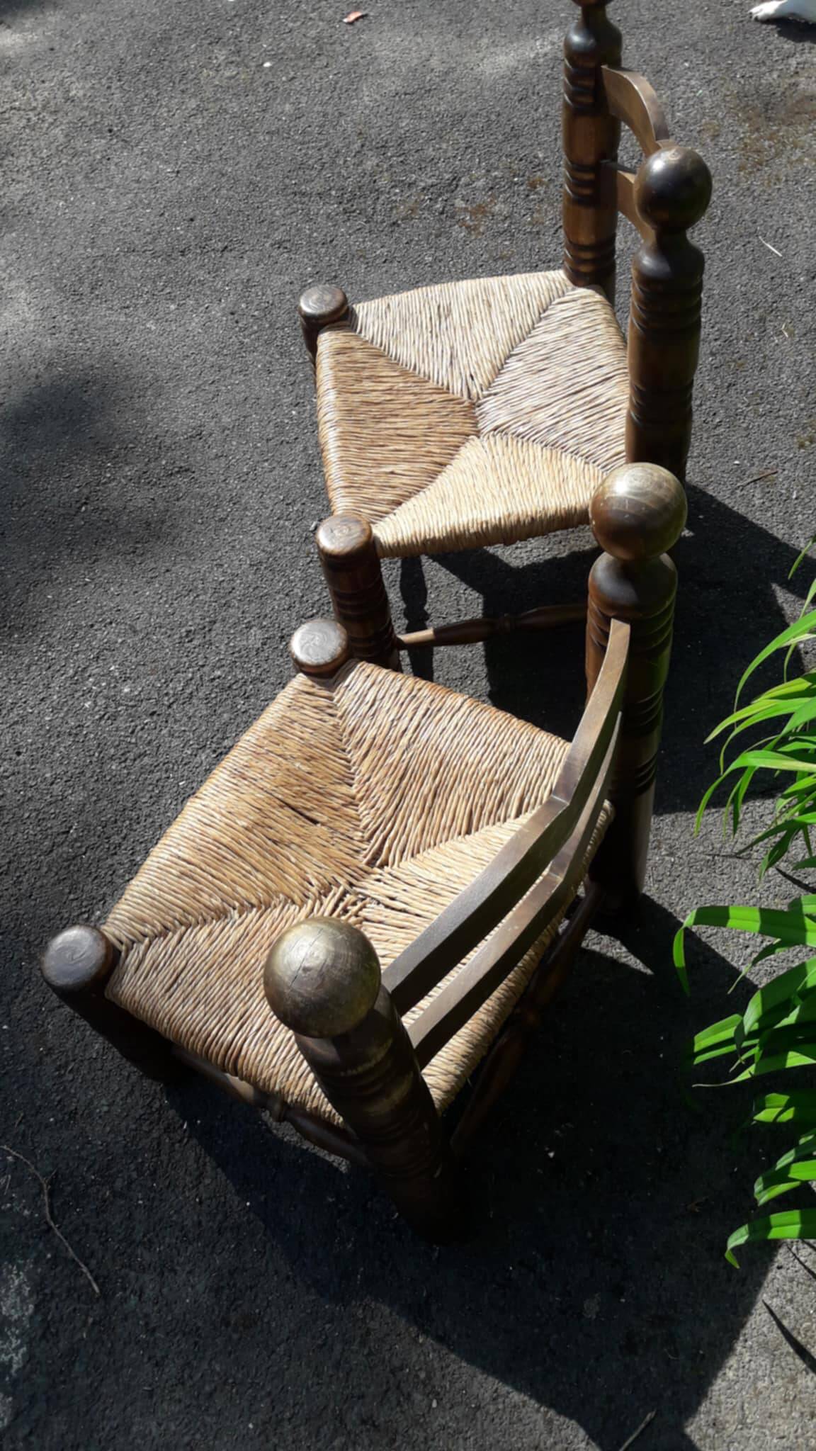 Chaise de cheminée ancienne style Charles Dudouyt années 40