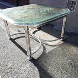 Chromium coffee table and glass slab