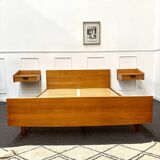 Vintage double bed and bedside tables