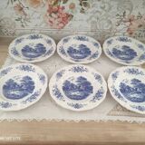Set of 6 Sarreguemines soup plates Romantic blue model