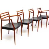 Set of Four 1950s Danish Model 62 and Model 78 Dining Chairs by Niels Molle