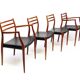 Ensemble de quatre chaises de salle à manger danoises des années 1950, modèles 62 et 78, par Niels Molle