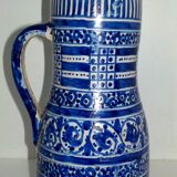 Water pot "GHORRAF" with blue geometric decoration earthenware of Fez Morocco - XlXè