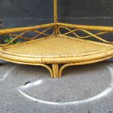Vintage rattan corner shelf