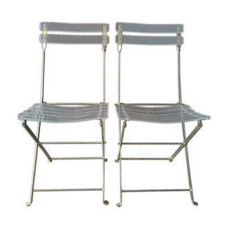 Vintage folding chairs gilded and plexi yonel lebivici