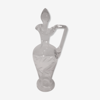 Carafe aiguière en verre gravé main avec bouchon