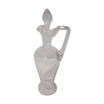 Carafe aiguière en verre gravé main avec bouchon