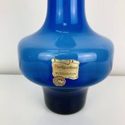Blue glass vase in Scandinavian style from the 1960s, mouth-blown.