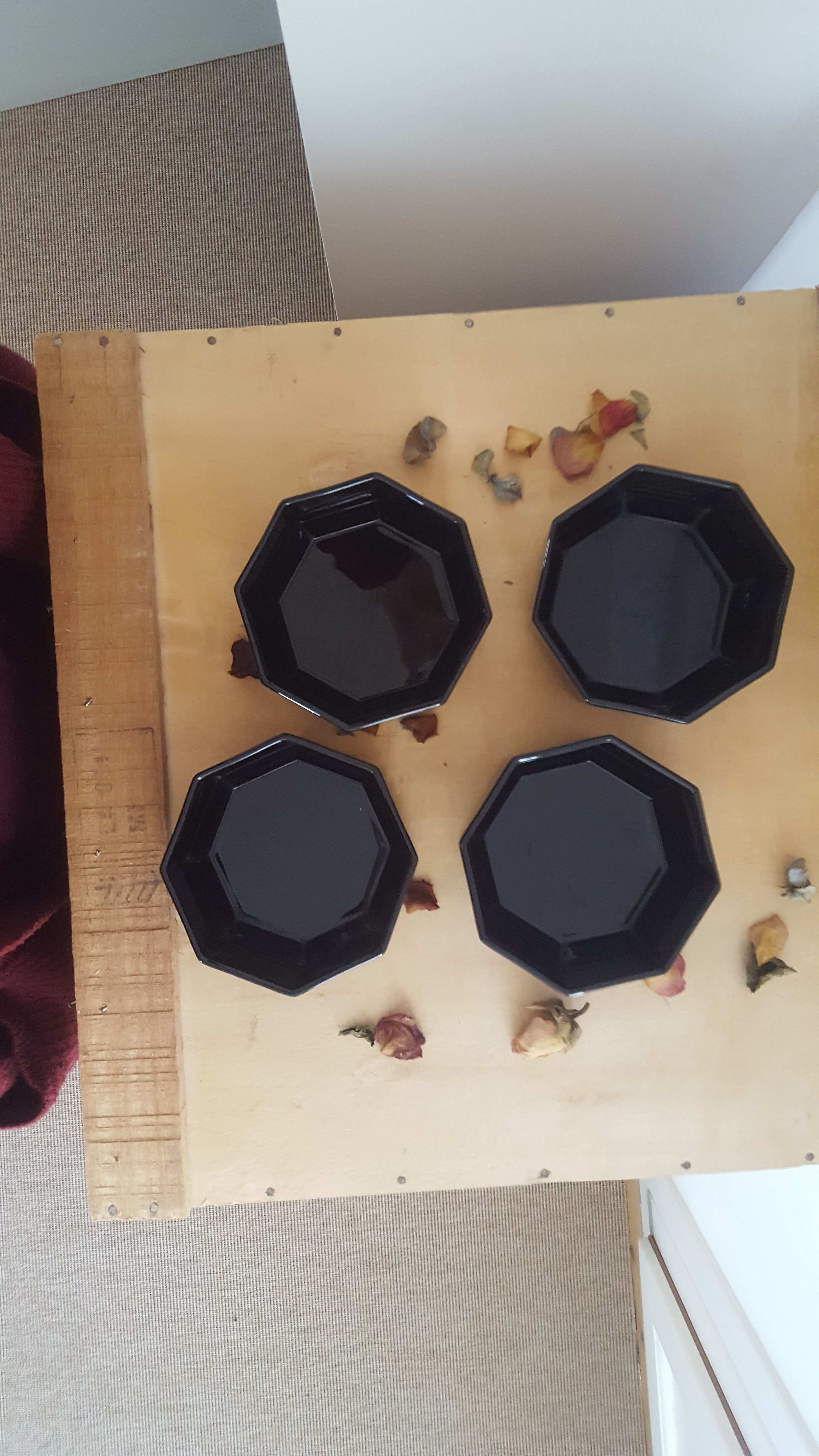 Vintage black Arcoroc ramekins