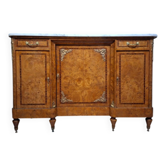 Sideboard in burl and marble – Transition Louis XV / Louis XVI