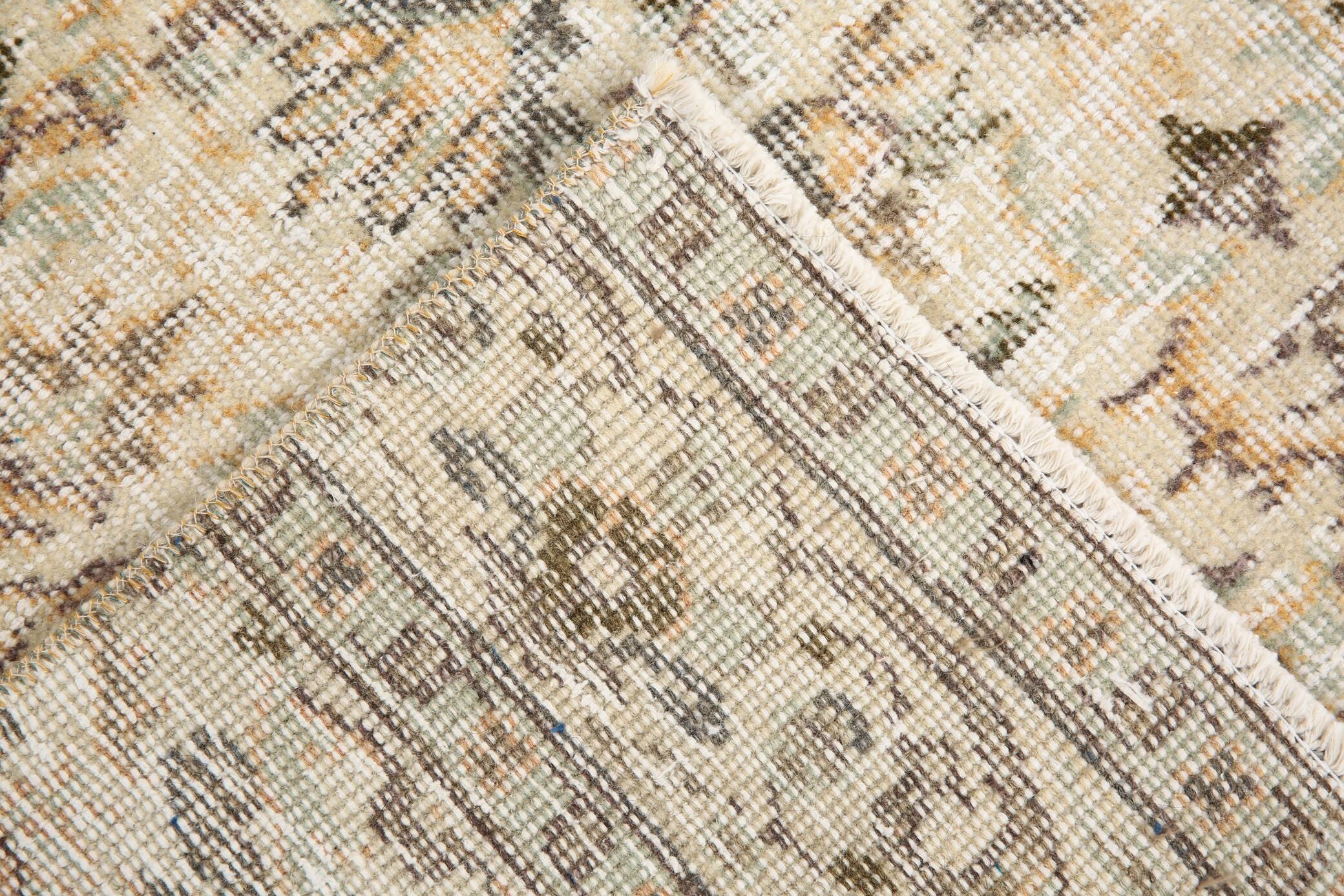 3x10 Beige & Brown Turkish Runner Rug, 84x263Cm