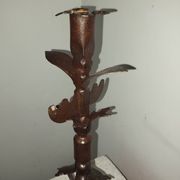 Candle holder blade base wrought iron brutalist folk art