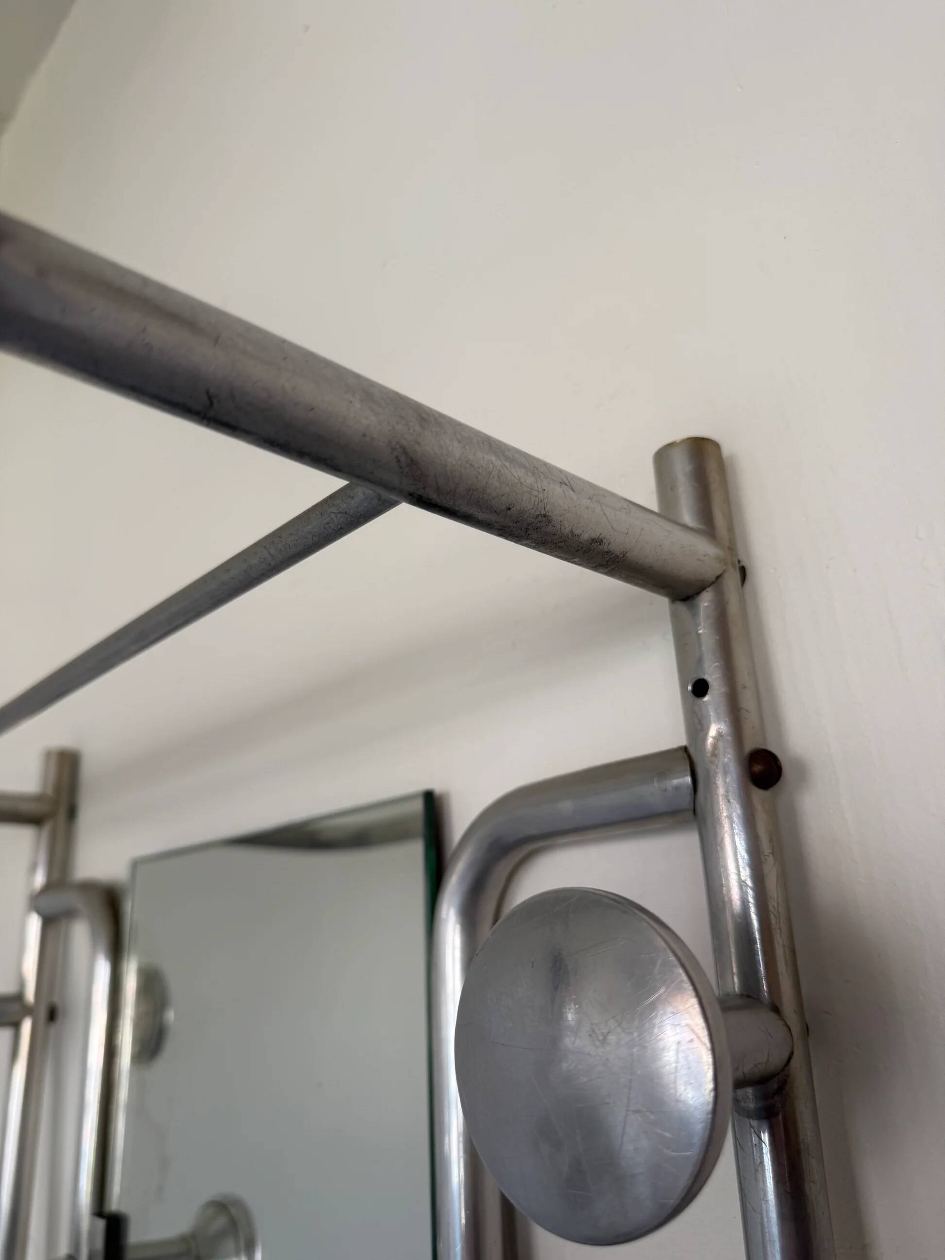 Vintage brushed aluminium coat rack from the 1950s.