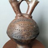 Gargoulette en céramique artisanale, poterie ethnique tribale
