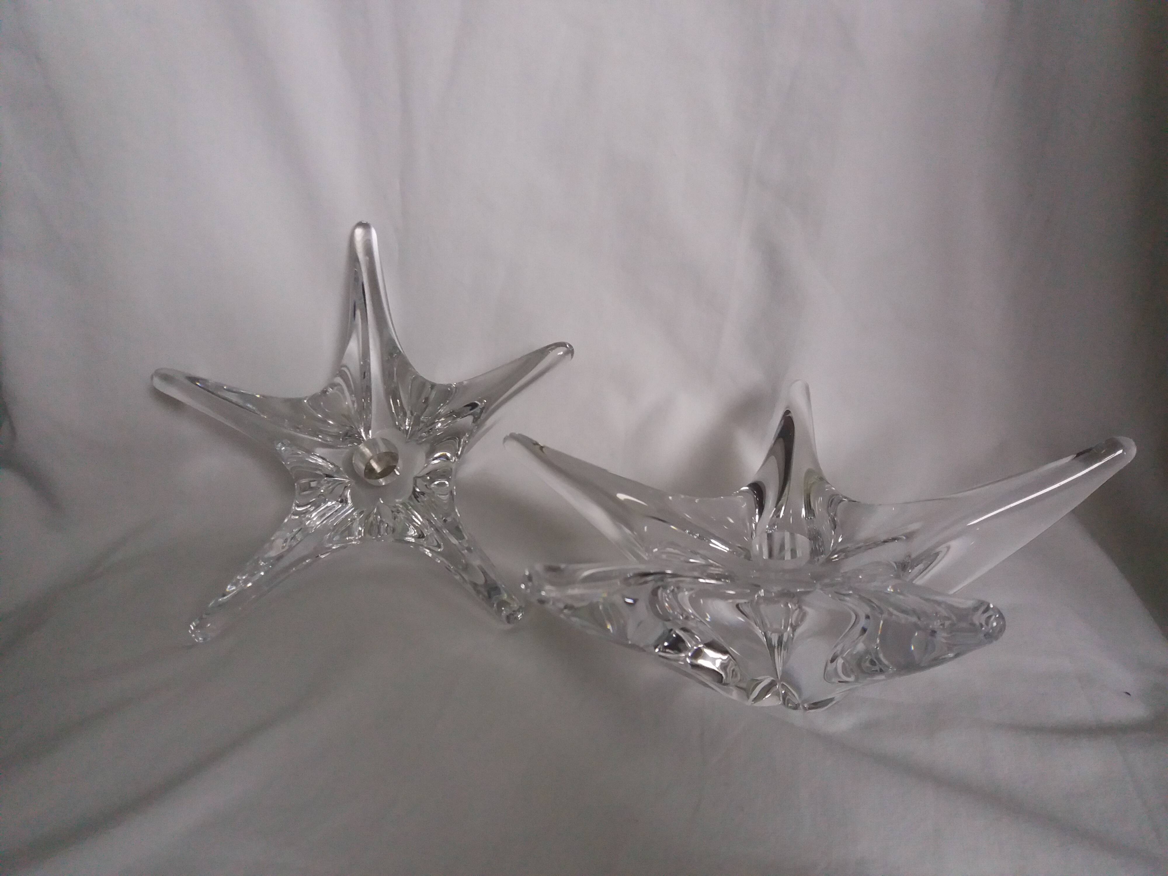 Daum France starfish crystal candlesticks