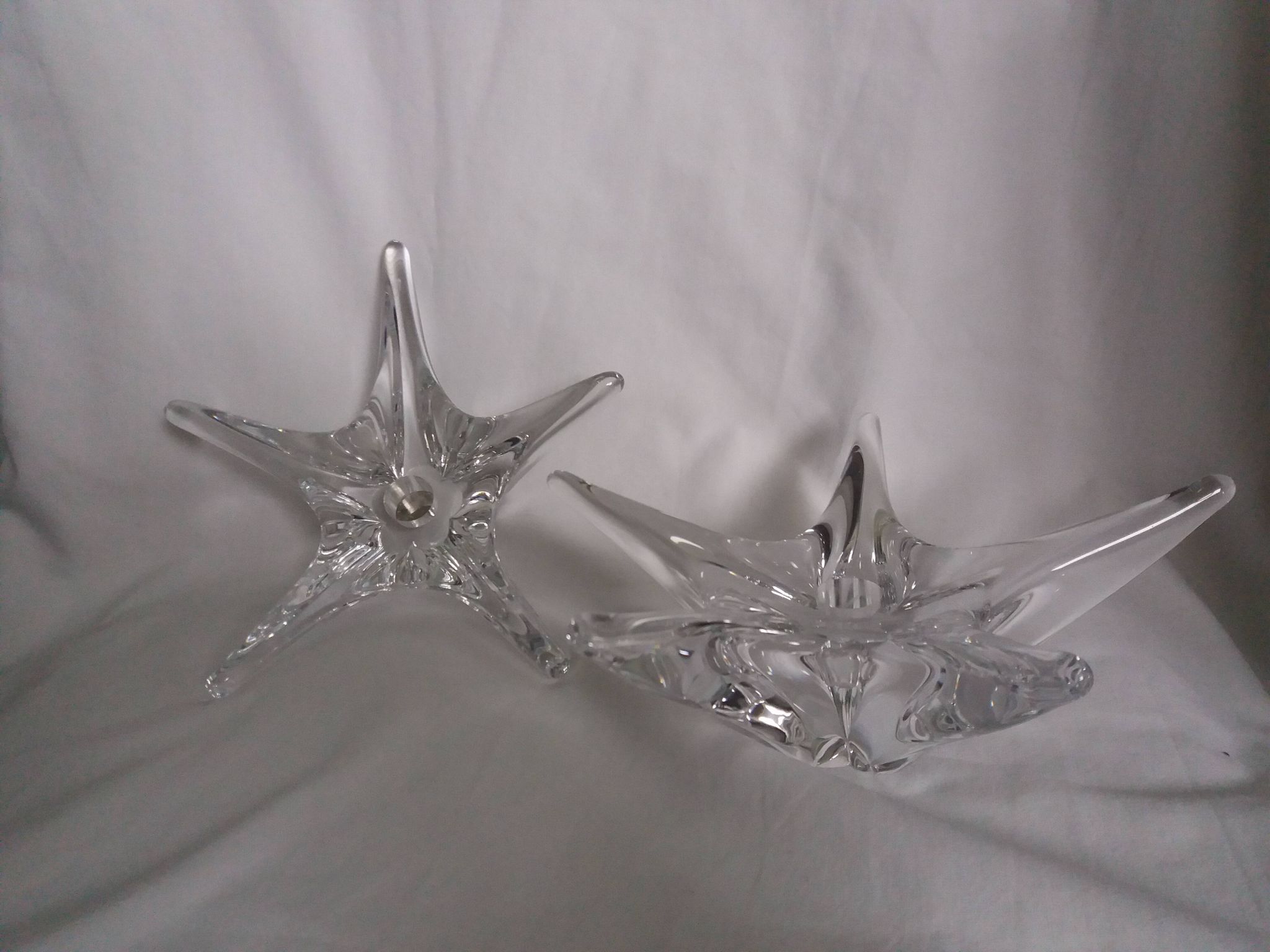 Bougeoirs cristal Daum France étoile de mer