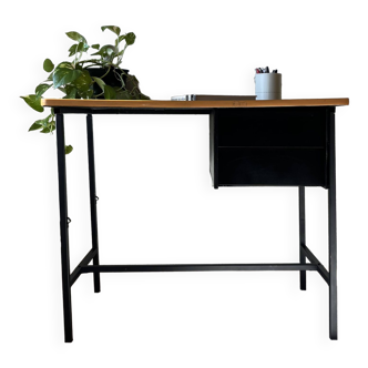 Vintage desk with drawers, formica and tubular legs, 1960s