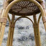 Vintage rattan and cane side table