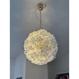 Italian White Flowers Glass Sputnik Candlestick