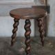 Vintage stool, wooden stool, tripod stool with turned legs, plant stand.