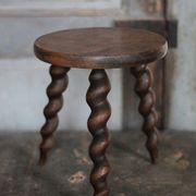 Vintage stool, wooden stool, tripod stool with turned legs, plant stand.