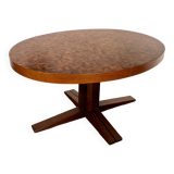 Old inlaid wood table designed by Dieter Waeckerlin Idealheim from the 60s, extendable