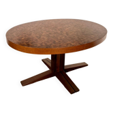 Old inlaid wood table designed by Dieter Waeckerlin Idealheim from the 60s, extendable